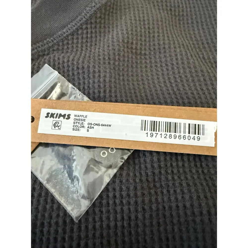 NWT Skims Waffle Button-Up Henley Onesie Ash Size S